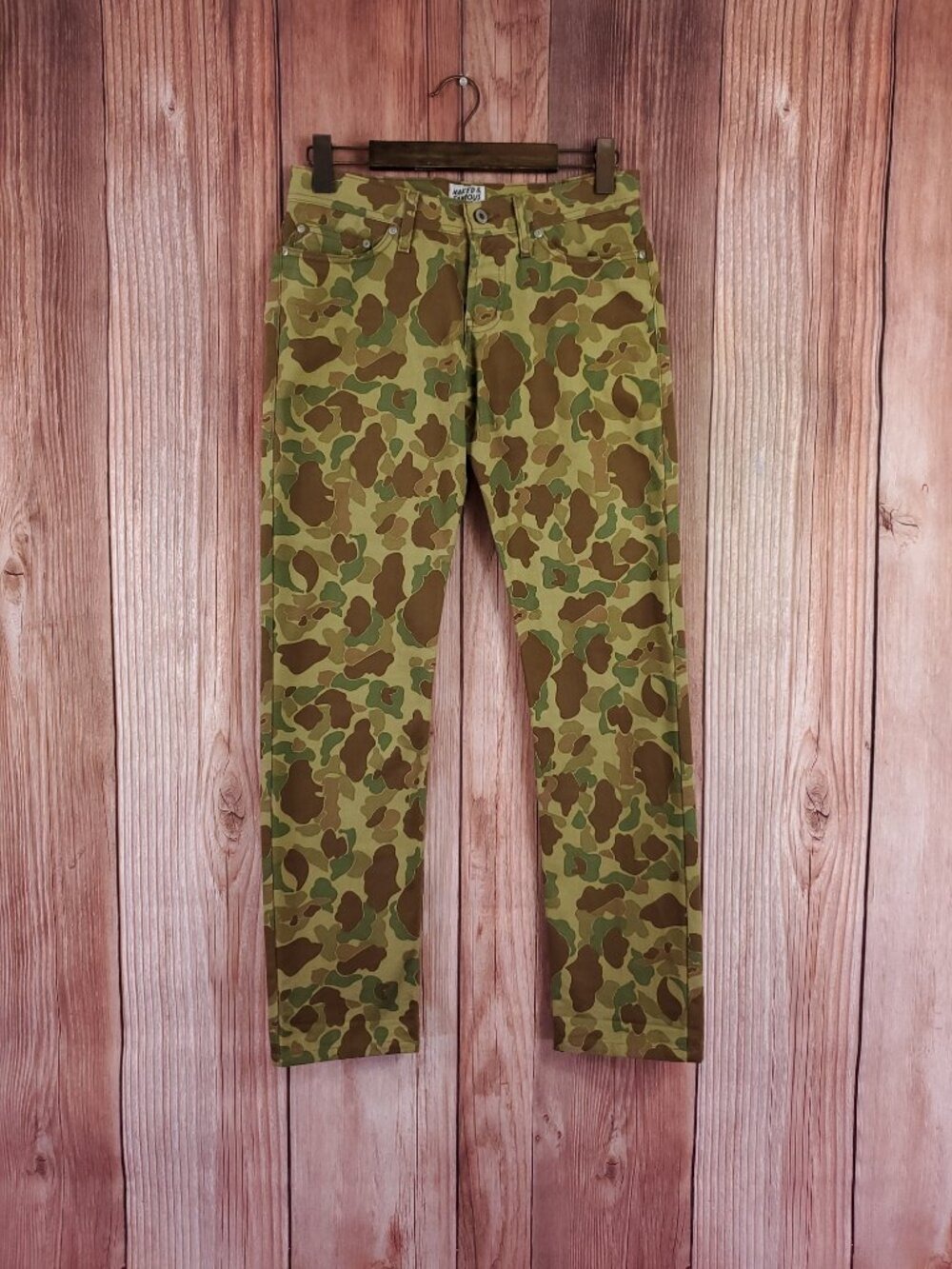 Naked & Famous Mens Size 30 WeirdGuy Double Camo Duck Raw Denim Jeans Button Fly